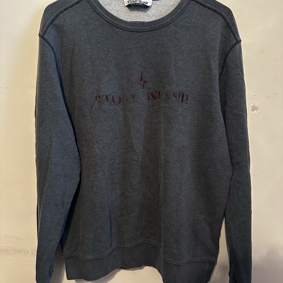 Stone Island Embroidered Logo Sweatshirt Men’s Pullover Size Large Grey - Picture 4 of 11